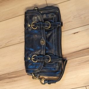 Coach black leather clutch/wristlet